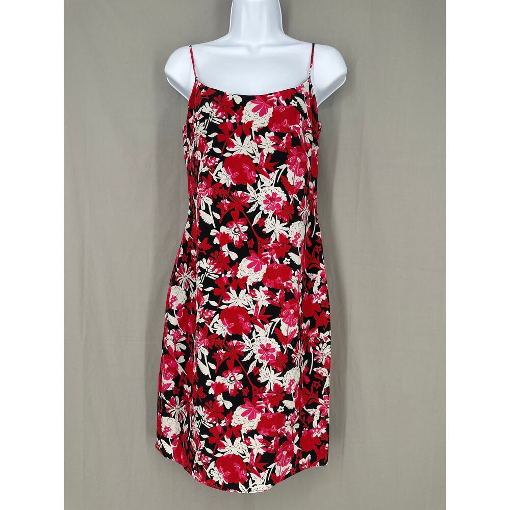90s Vintage Dress Womens 4 Black Mini Red Floral Laundry Shelli Segal